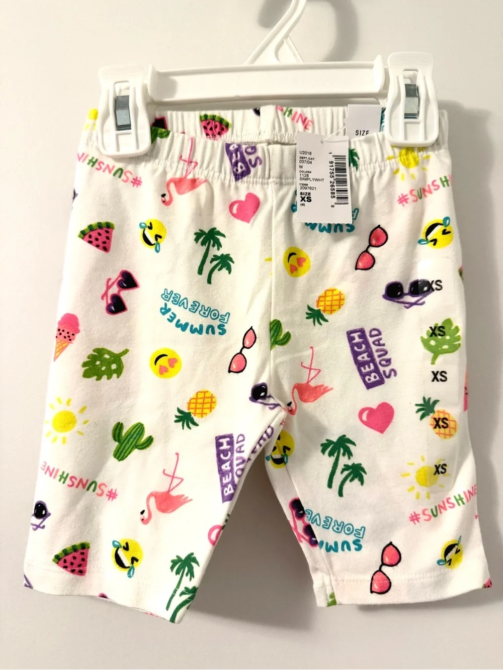 The Children's Place White Shorts with Neon Summer Print